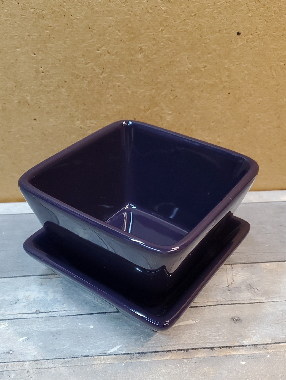 Pampered Chef Simple Additions Eggplant Square Serving Dish and Saucer